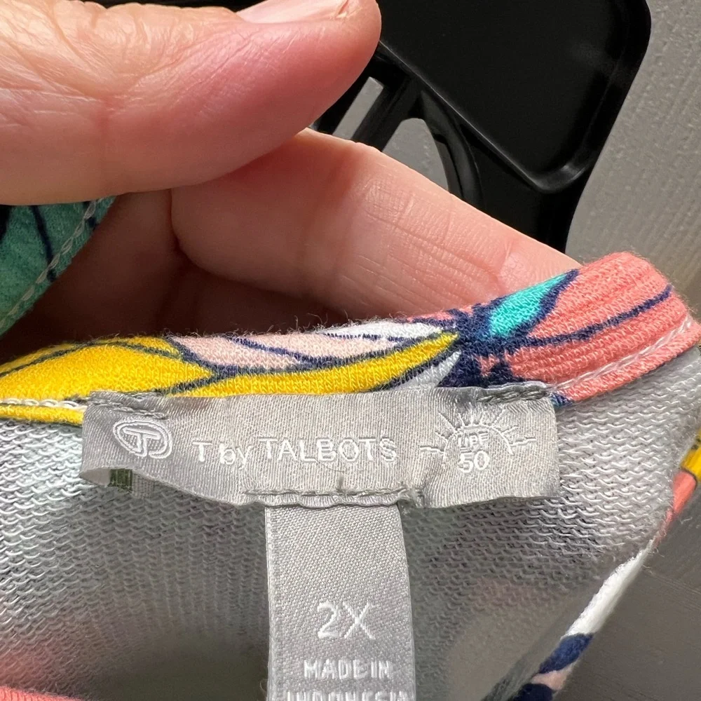 TALBOT’S COZY CRUSH CROSS BACK DRESS - TROPICAL FRONDS SIZE 2X - Picture 4 of 6